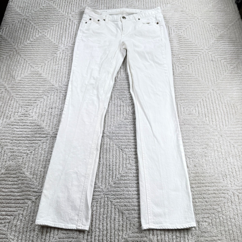J Crew Matchstick Jeans Womens 29R White Straight Stretch Denim Preppy Coastal